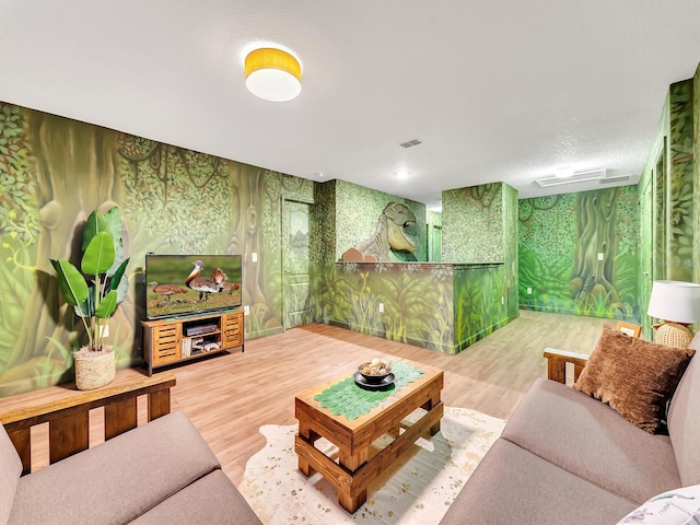 living room with hardwood / wood-style flooring