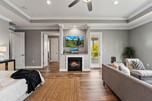 6019 Linneal Beach Dr, Apopka, FL 32703 - bedroom featuring recessed lighting, a raised ceiling, and wood finished floors