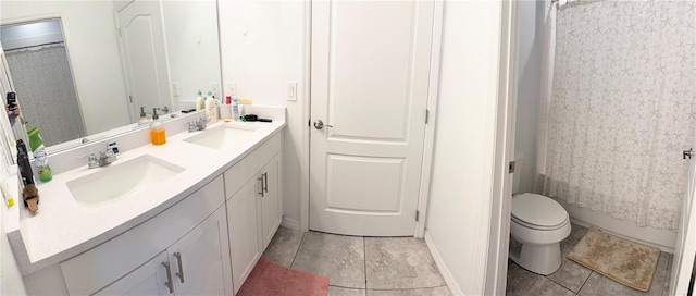 full bathroom with vanity, toilet, and shower / tub combo with curtain