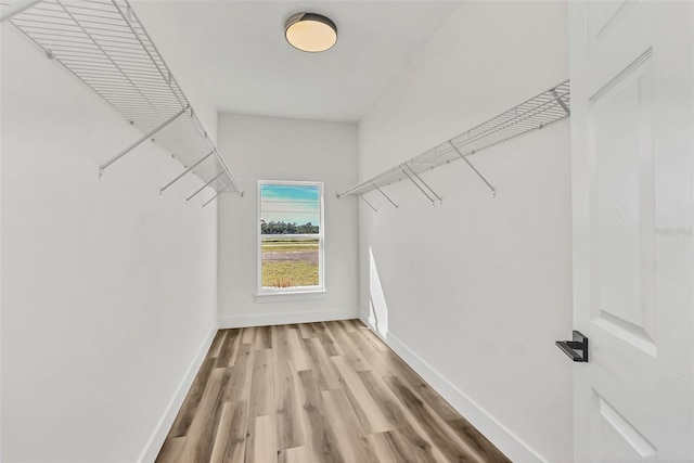 walk in closet featuring light hardwood / wood-style flooring