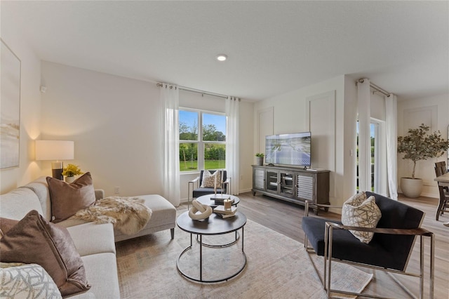 living room featuring light hardwood / wood-style floors