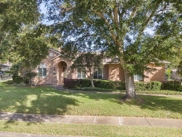 obstructed view of property featuring a front yard