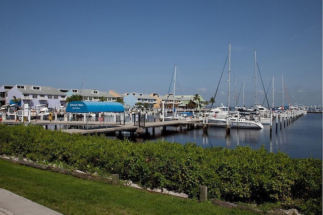 view of dock featuring a water view