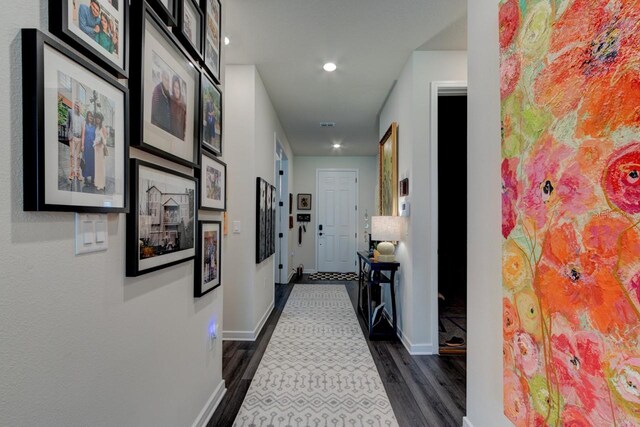 4009 Winding Meadows St, Apopka, FL 32712 - hall with recessed lighting, baseboards, and dark wood-type flooring