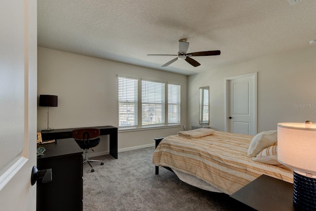 4009 Winding Meadows St, Apopka, FL 32712 - bedroom with baseboards, a ceiling fan, carpet floors, and a textured ceiling