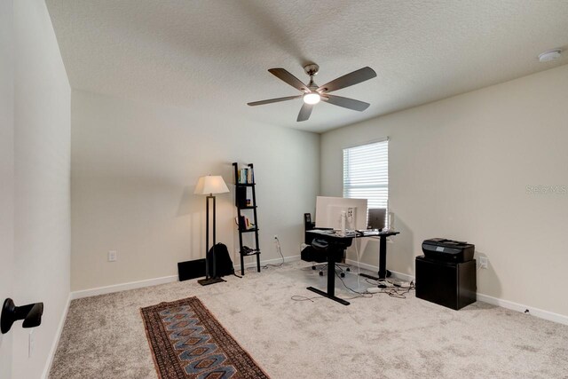4009 Winding Meadows St, Apopka, FL 32712 - office featuring a ceiling fan, carpet flooring, a textured ceiling, and baseboards