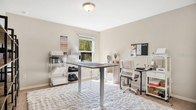 view of carpeted home office