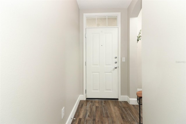 entryway featuring dark wood-type flooring