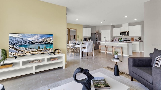 view of tiled living room