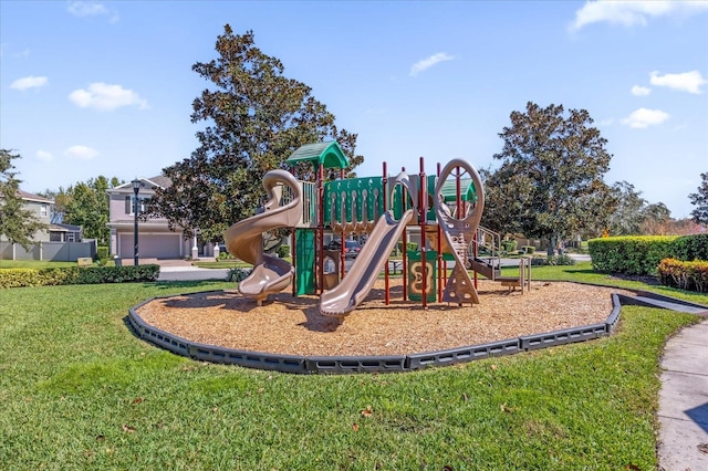 view of playground featuring a yard