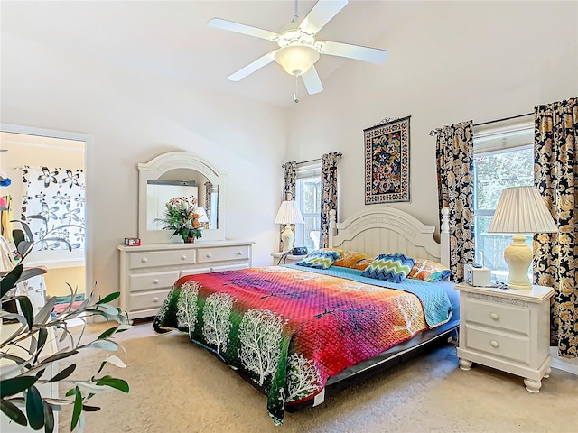 bedroom featuring carpet and ceiling fan