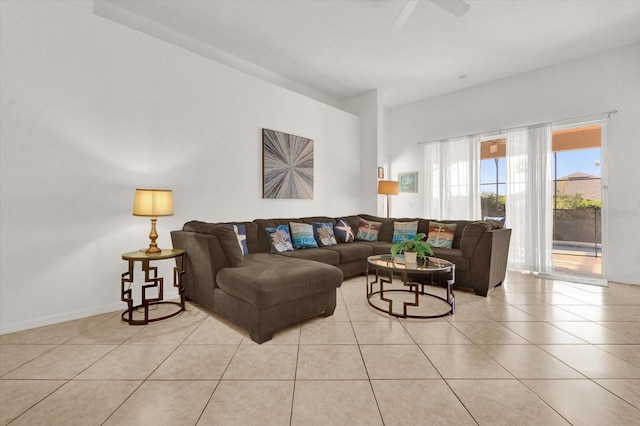 view of tiled living room