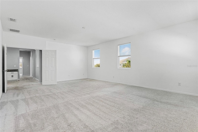 spare room featuring light colored carpet