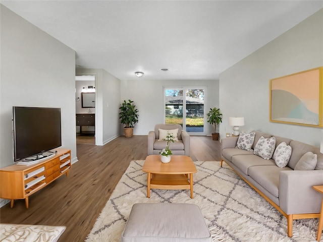 living room with hardwood / wood-style floors