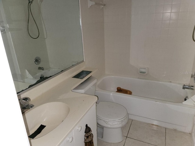 full bathroom featuring vanity, toilet, and  shower combination