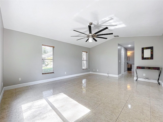 790 Silhouette Ct, Longwood, FL 32750 - unfurnished room featuring vaulted ceiling, a ceiling fan, and baseboards