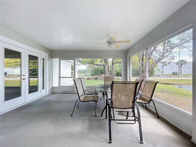 790 Silhouette Ct, Longwood, FL 32750 - sunroom featuring ceiling fan, concrete flooring, and plenty of natural light