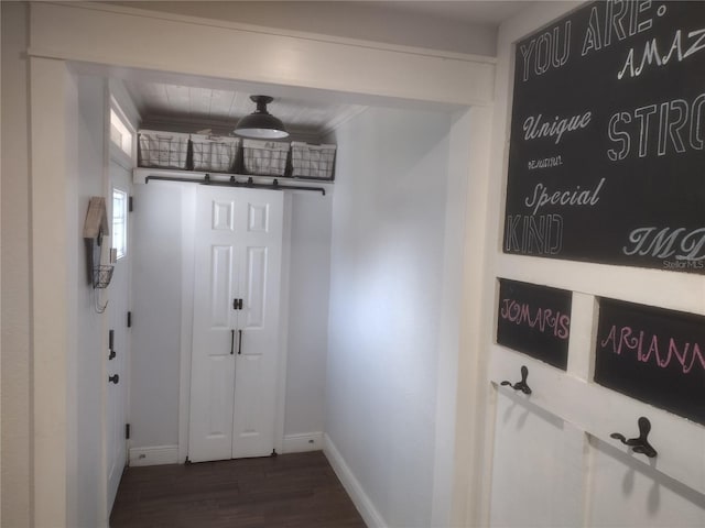 interior space featuring dark wood-type flooring