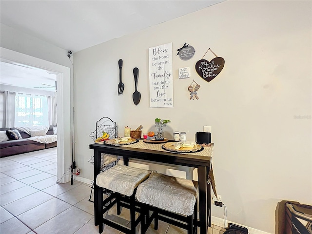 view of tiled dining room