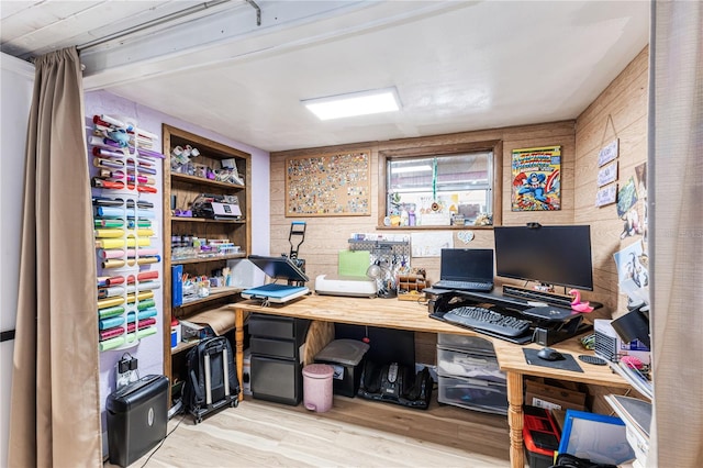 office area with light wood-type flooring