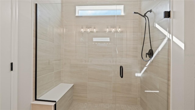 bathroom featuring a shower stall