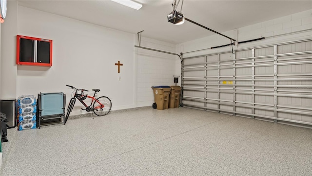 garage with a garage door opener