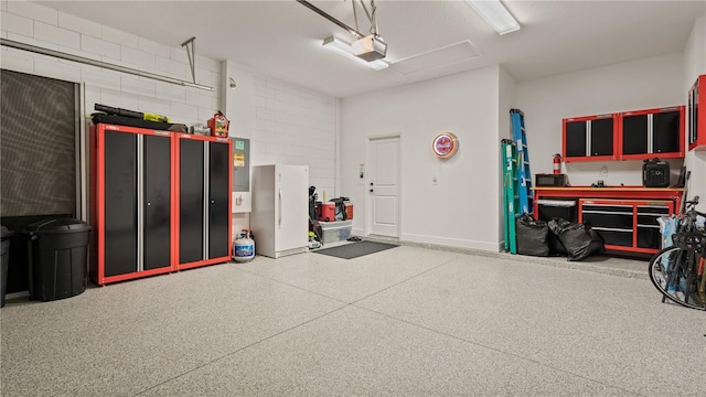 garage with a garage door opener
