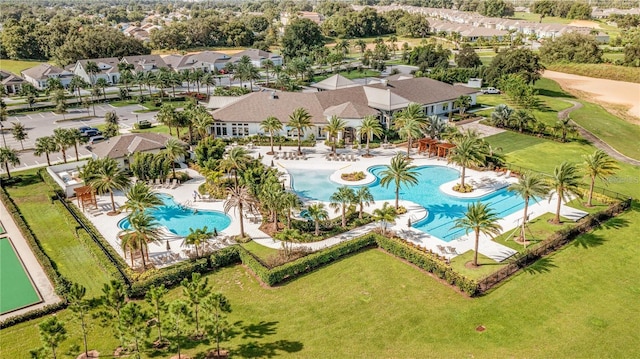 drone / aerial view with a residential view