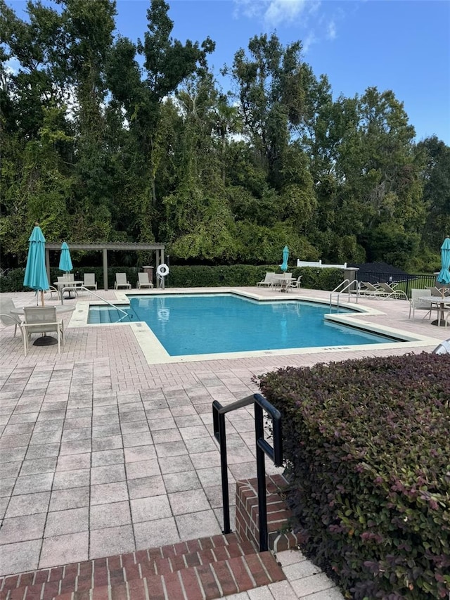 view of swimming pool featuring a patio