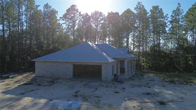 view of garage