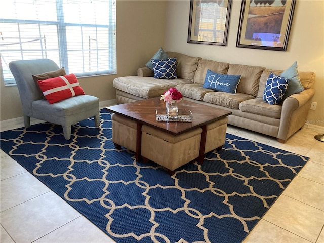 view of tiled living room