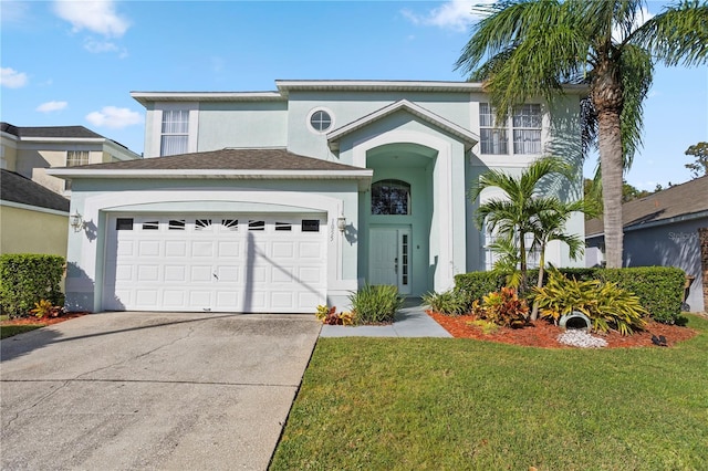 1055 Lake Berkley Dr, Kissimmee, FL 34746 - traditional home with driveway, a garage, stucco siding, and a front yard