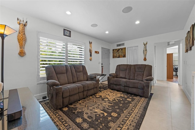 view of tiled living room