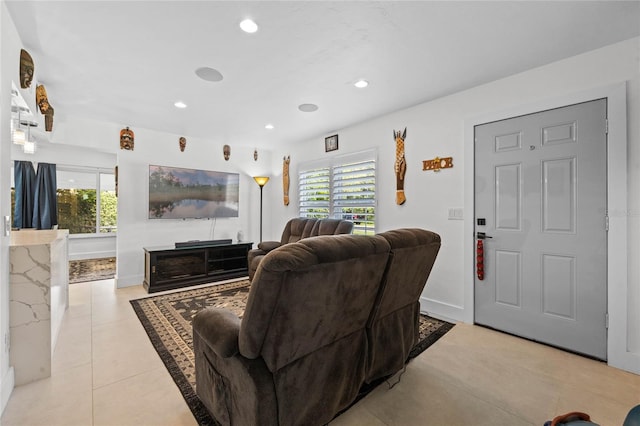 view of tiled living room