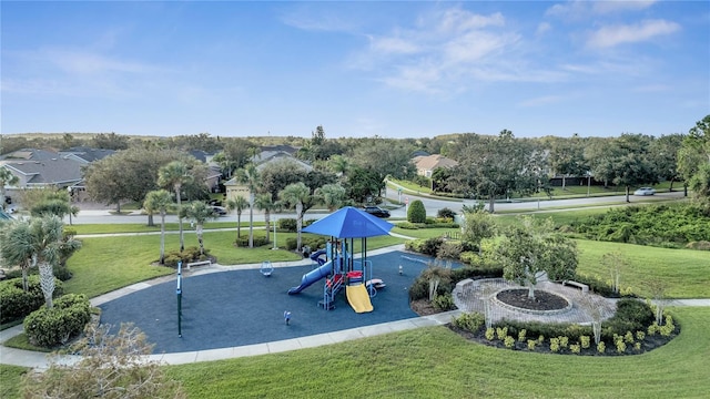 view of play area featuring a yard