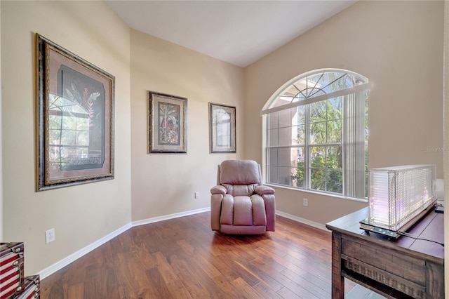 living area featuring dark hardwood / wood-style floors