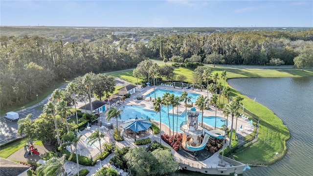 bird's eye view featuring a water view