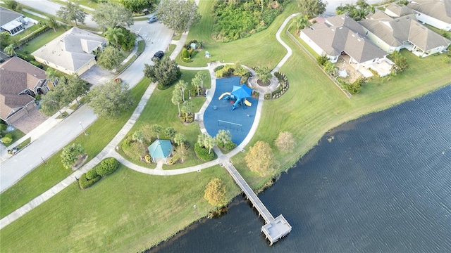 bird's eye view featuring a water view