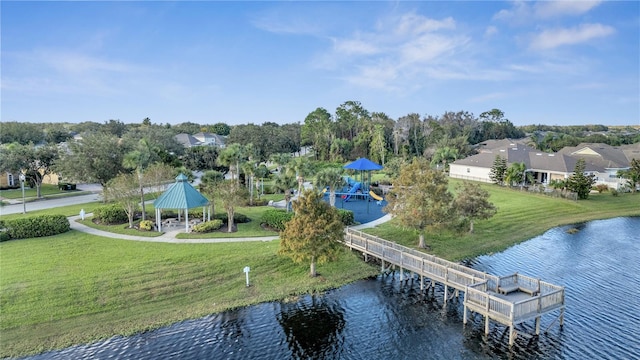 exterior space featuring a water view