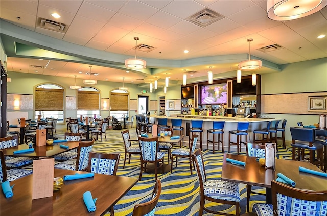 dining room with carpet