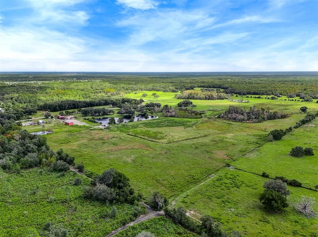 birds eye view of property with a rural view