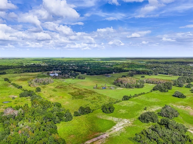 birds eye view of property featuring a rural view