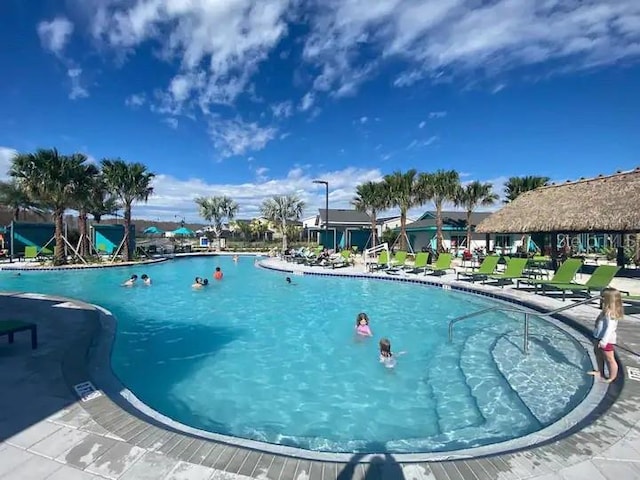 view of pool with a gazebo