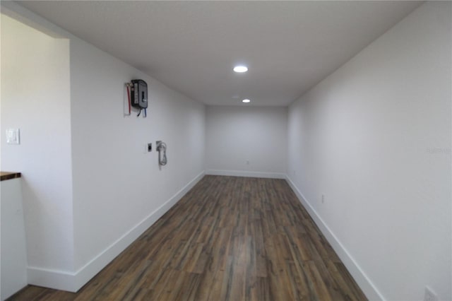 interior space with dark hardwood / wood-style flooring