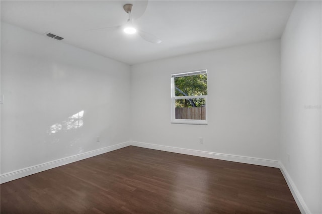 1213 Baranova Rd, Ocoee, FL 34761 - empty room with a ceiling fan, dark wood finished floors, and baseboards