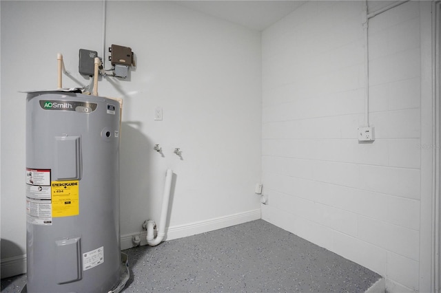 utility room with water heater