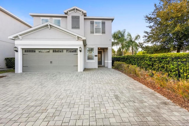 view of front of house with a garage