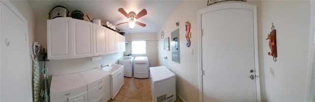 laundry room with ceiling fan and washer / clothes dryer