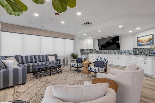 living room featuring light hardwood / wood-style floors