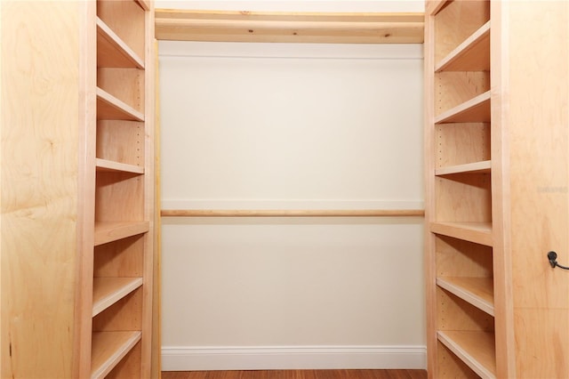 walk in closet with hardwood / wood-style flooring